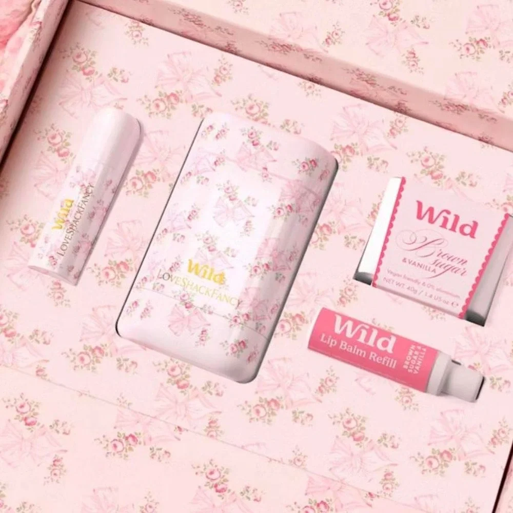 Wild x Loveshackfancy refillable b sugar & vanilla lip balm & deodorant gift set